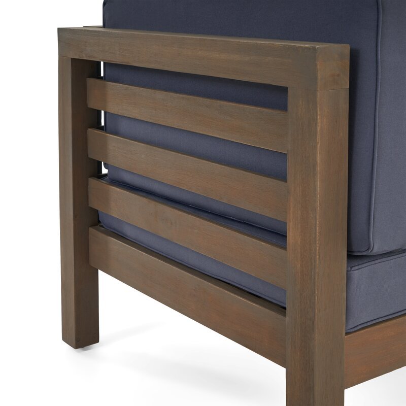 Brown Teak / Dark Blue Seating