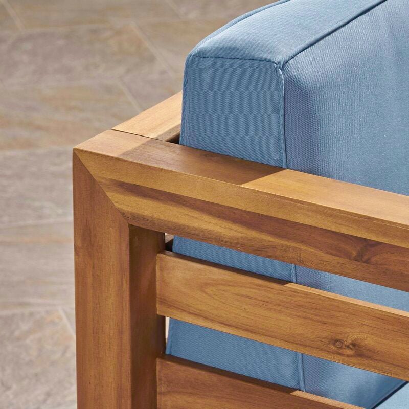 Natural Teak / Light Blue Seating