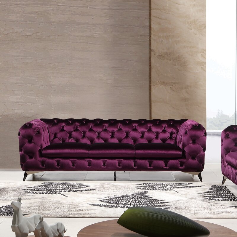 Koffler Chesterfield Sofa / 245 x 100 CM 3S. Velvet Upholstery - Walls Nation
