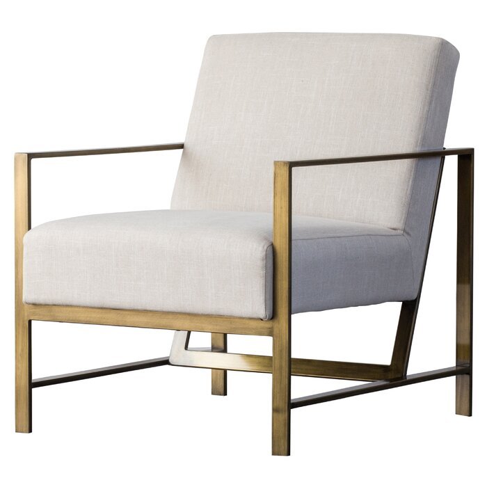 Larissa Brushed Gold Armchair / Premium Upholstery. - Walls Nation