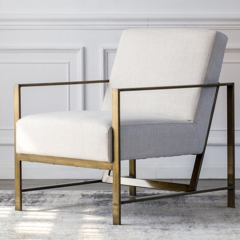 Larissa Brushed Gold Armchair / Premium Upholstery. - Walls Nation