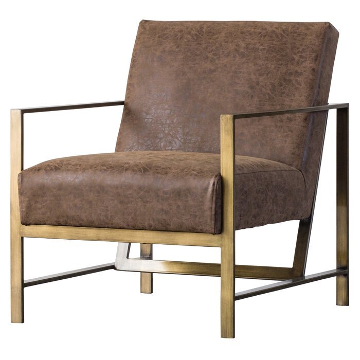 Larissa Brushed Gold Armchair / Premium Upholstery. - Walls Nation