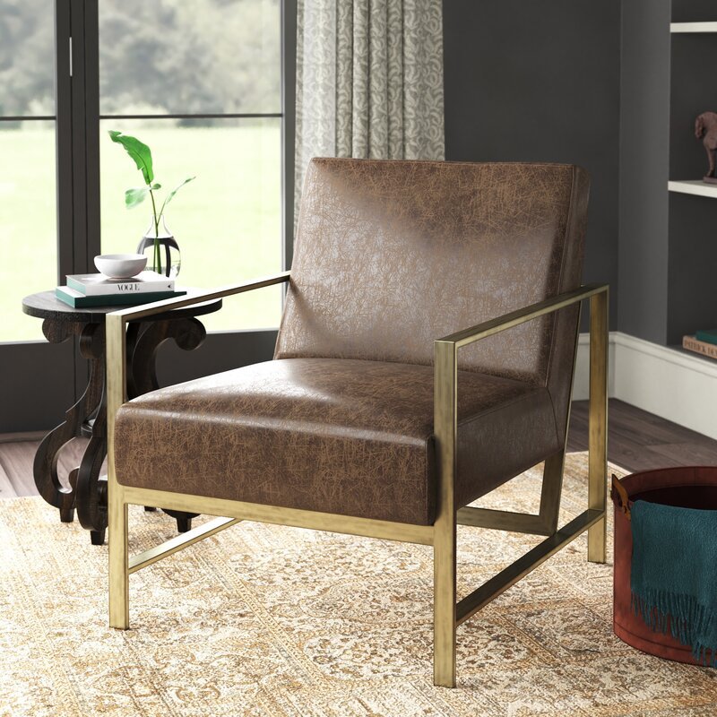 Larissa Brushed Gold Armchair / Premium Upholstery. - Walls Nation