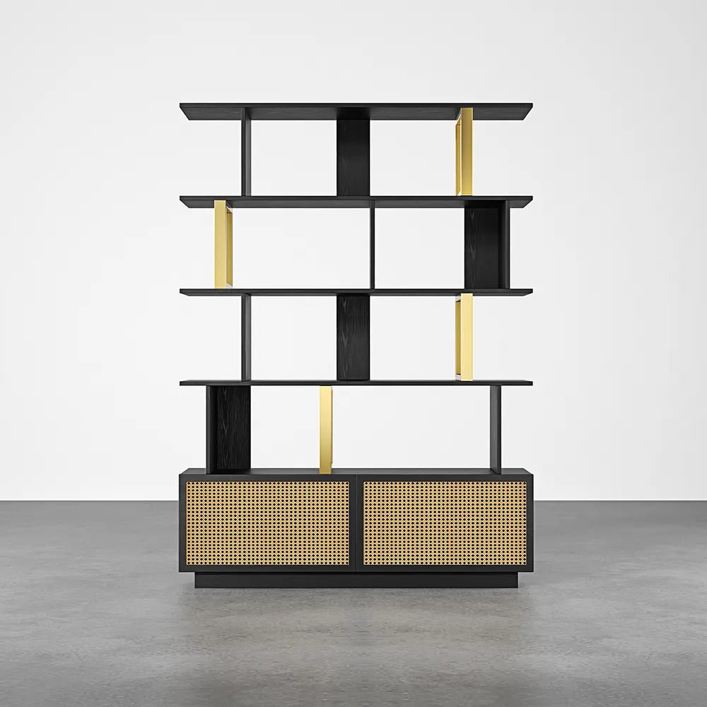 Black and cheap gold shelving