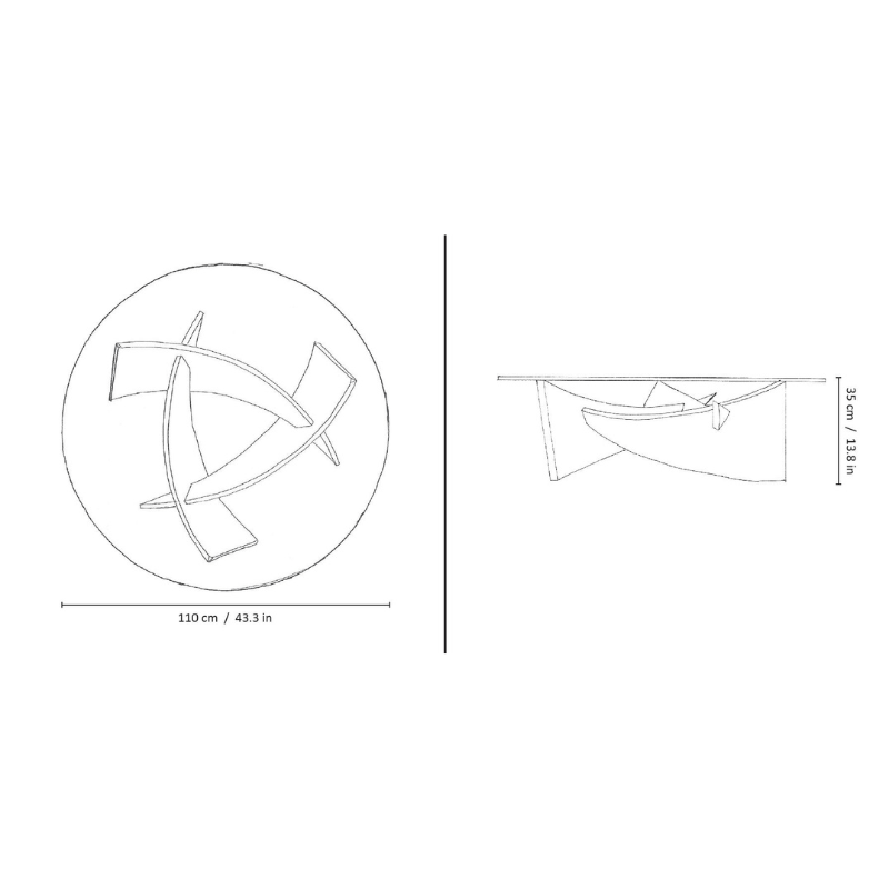 Lunar Cross Legs Centre Table / 110 CM R - Walls Nation