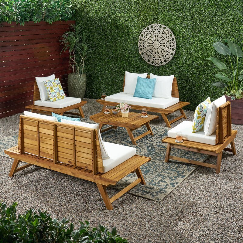 Maurice Outdoor Teak Extended Set / 6 People. - Walls Nation