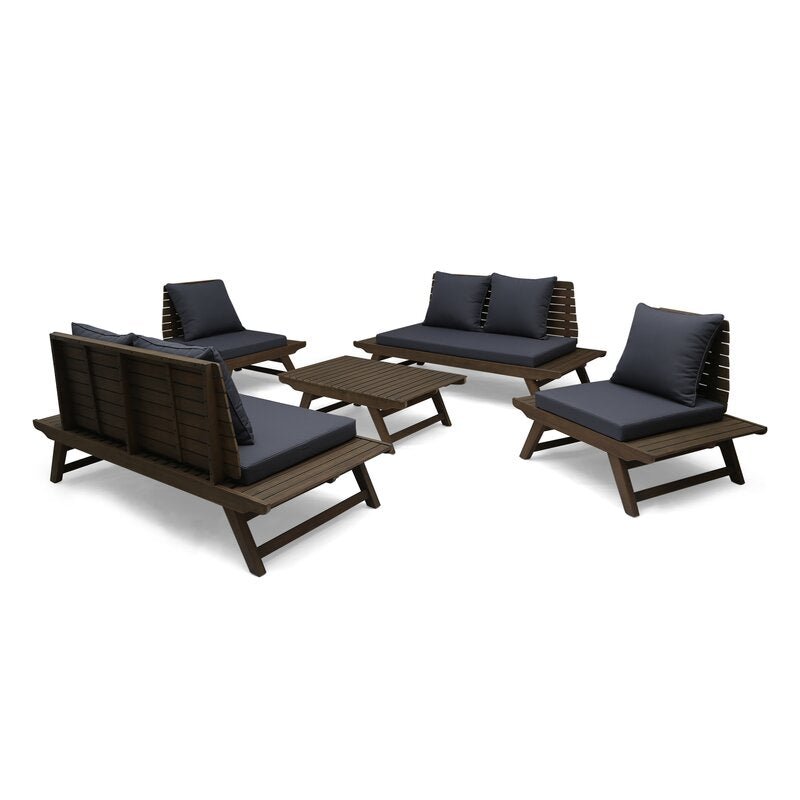 Maurice Outdoor Teak Extended Set / 6 People. - Walls Nation