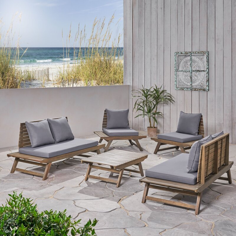 Maurice Outdoor Teak Extended Set / 6 People. - Walls Nation