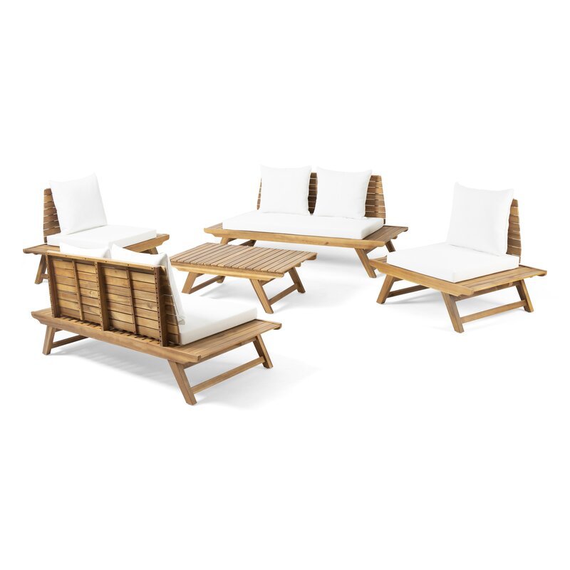 Maurice Outdoor Teak Extended Set / 6 People. - Walls Nation