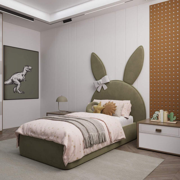 Micky Kids Bed / Matt Velvet – premium Bed by Walls Nation UAE & Saudi Arabia