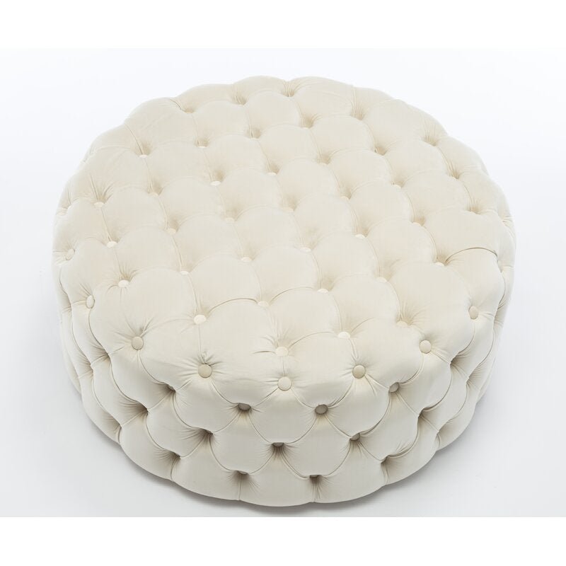 Miya Round Ottoman 90 x 90 CM Velvet Leather Upholstery