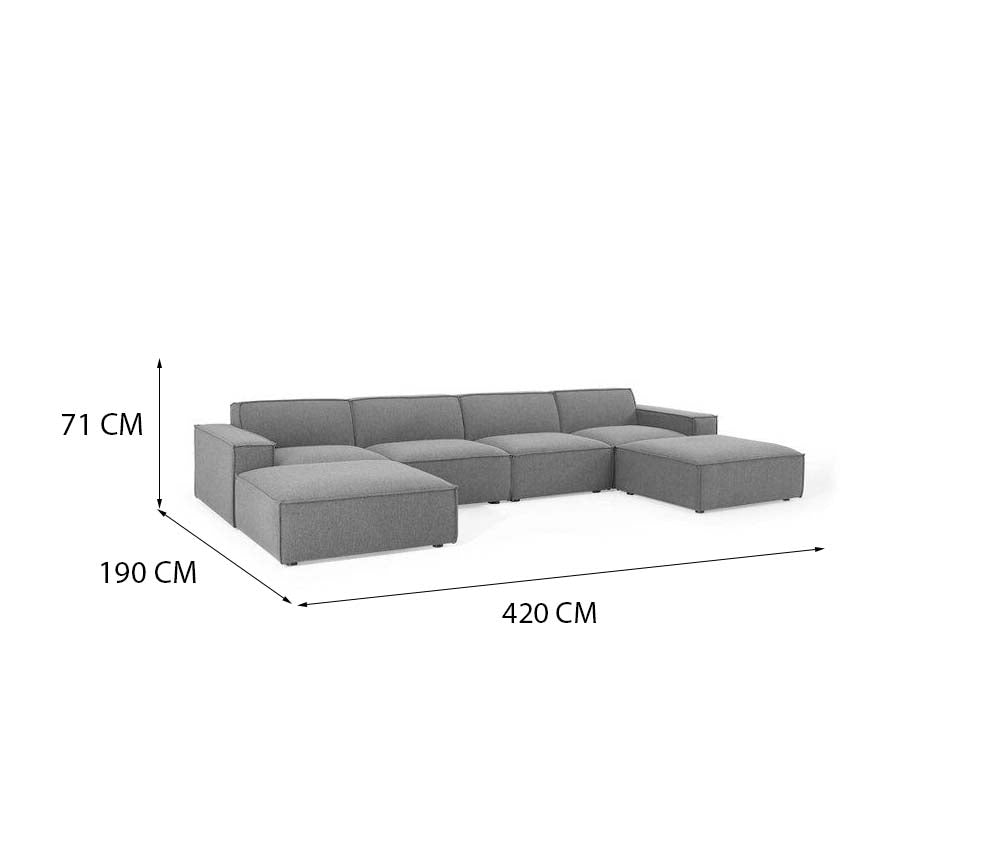 Moscow 4S. Cloud Modular Sofa / 420 W x 192 CM Jade Upholstery - Walls Nation