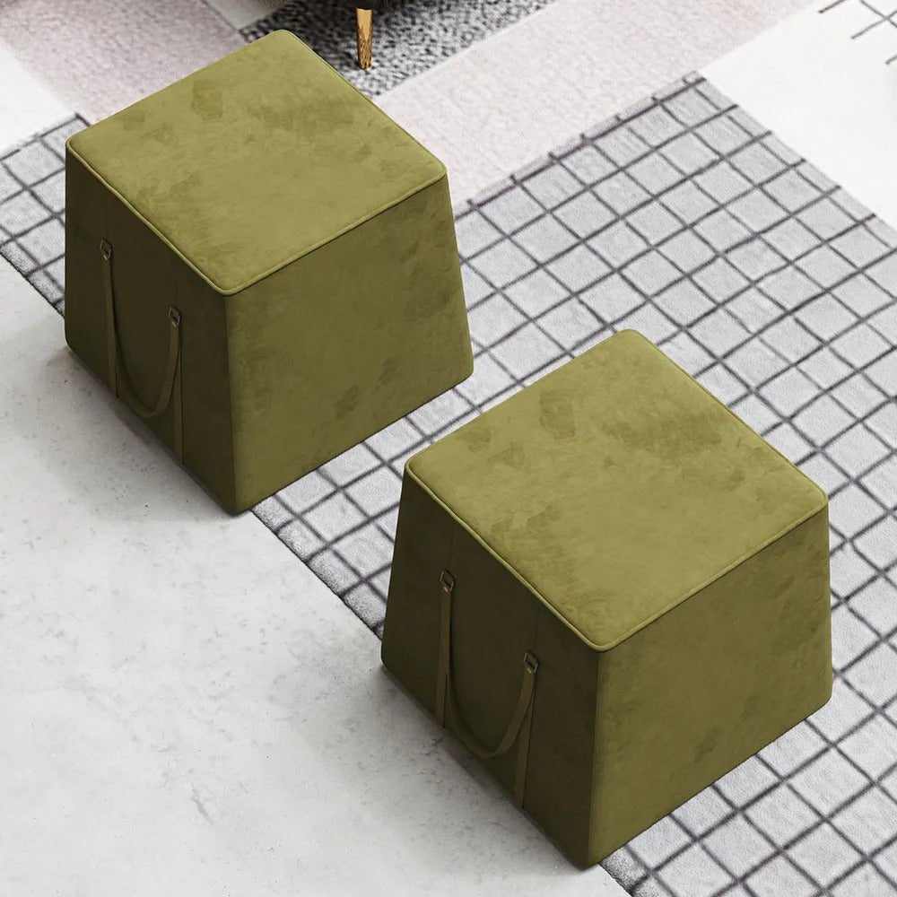 Olive Poufs / Velvet Upholstery - Walls Nation