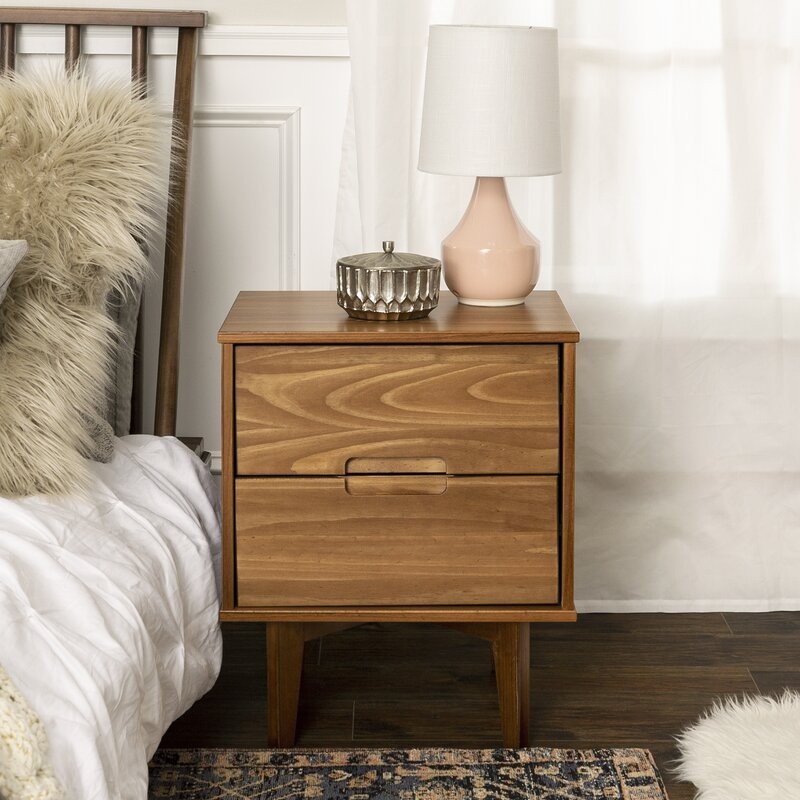 Riva Double Drawer Nightstand - Walls Nation