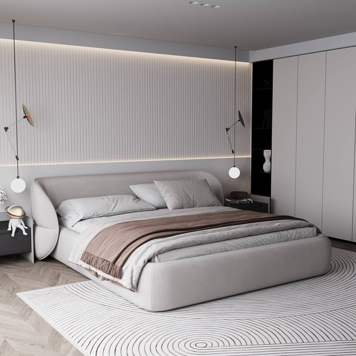 Riyu Super King Bed / Faux Premium Leather - Walls Nation