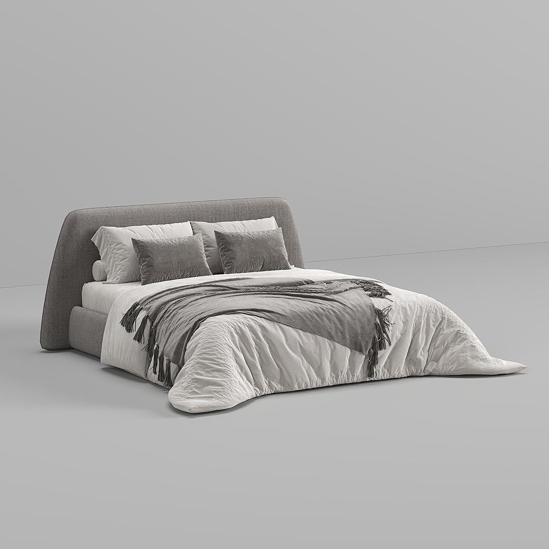 Rocco Bed / Gray Premium Linen - Walls Nation