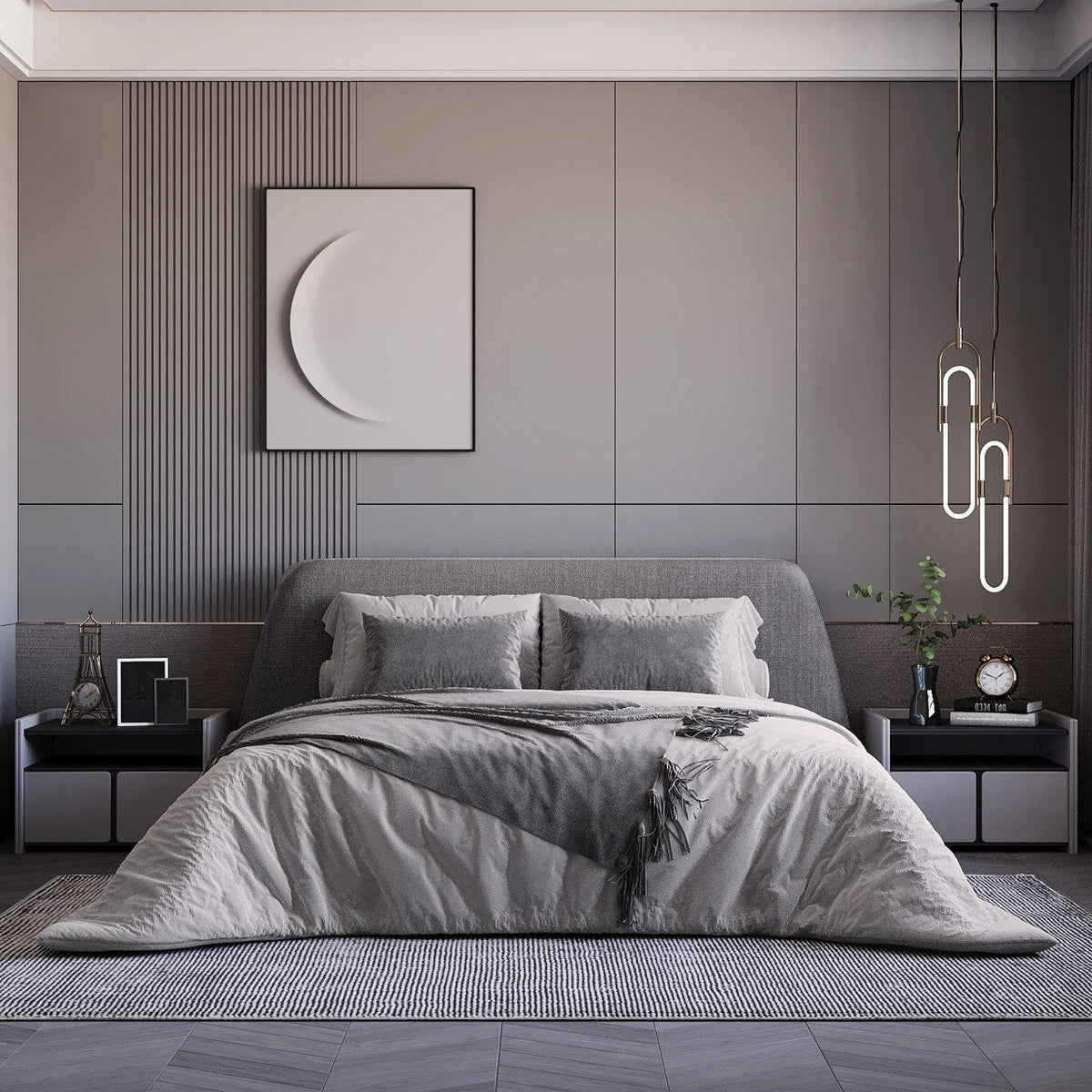 Rocco Bed / Gray Premium Linen - Walls Nation