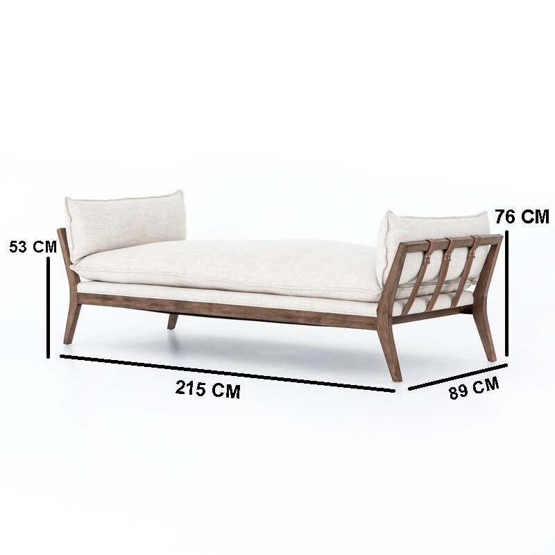 Roman Chaise Lounge / 215 x 89 CM Linen Upholstery - Walls Nation