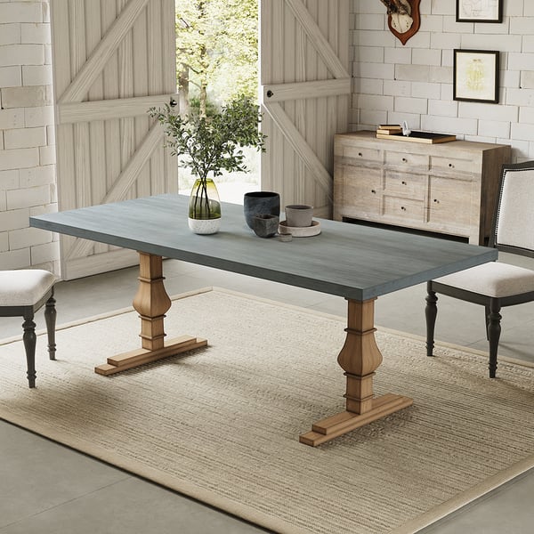 Rustic Concrete Gray Dining Table / 8 Person - Walls Nation