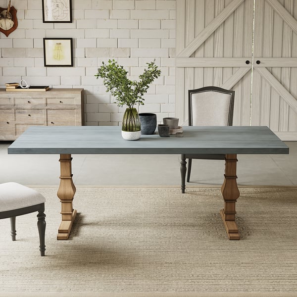 Rustic Concrete Gray Dining Table / 8 Person - Walls Nation