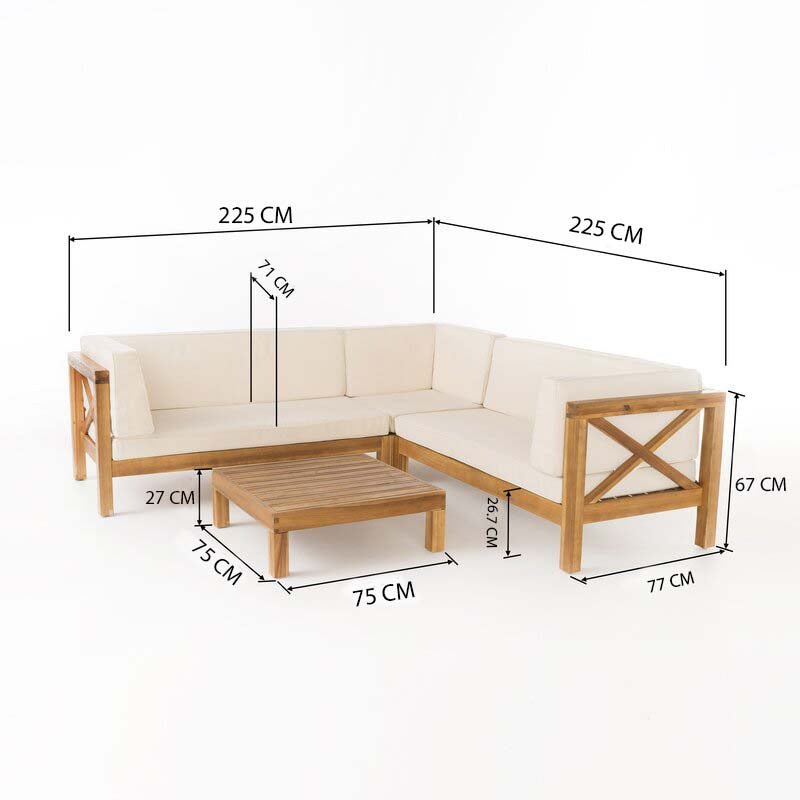 Savoy Outdoor Teak Wood Set / 4 People. - Walls Nation