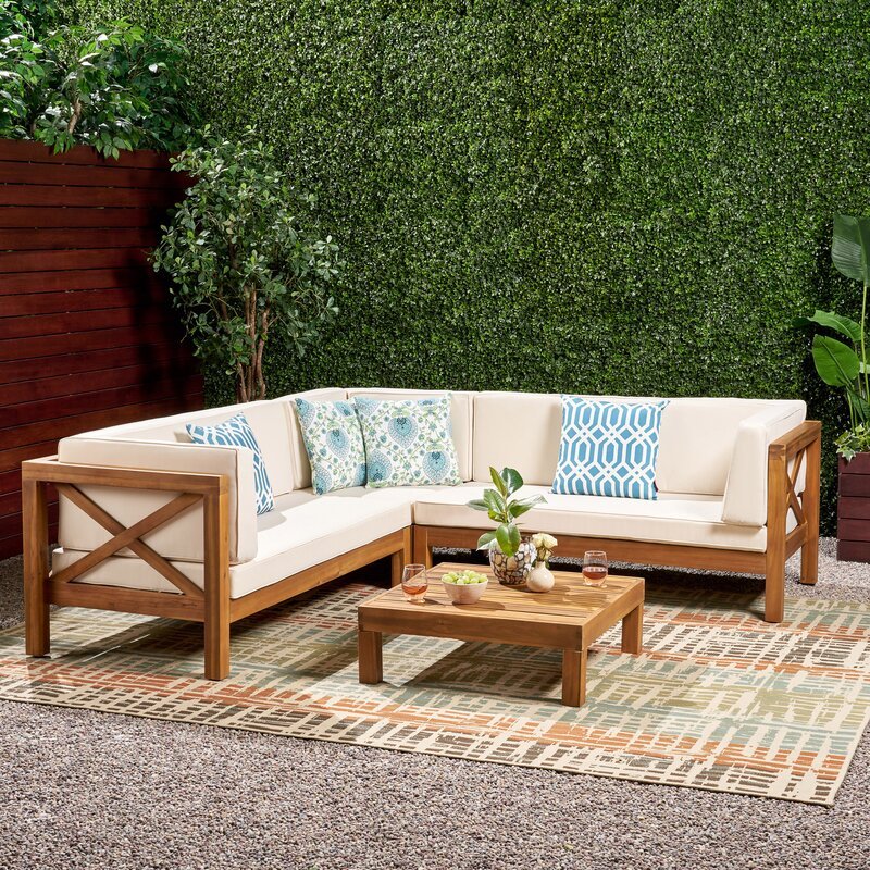 Savoy Outdoor Teak Wood Set / 4 People. - Walls Nation