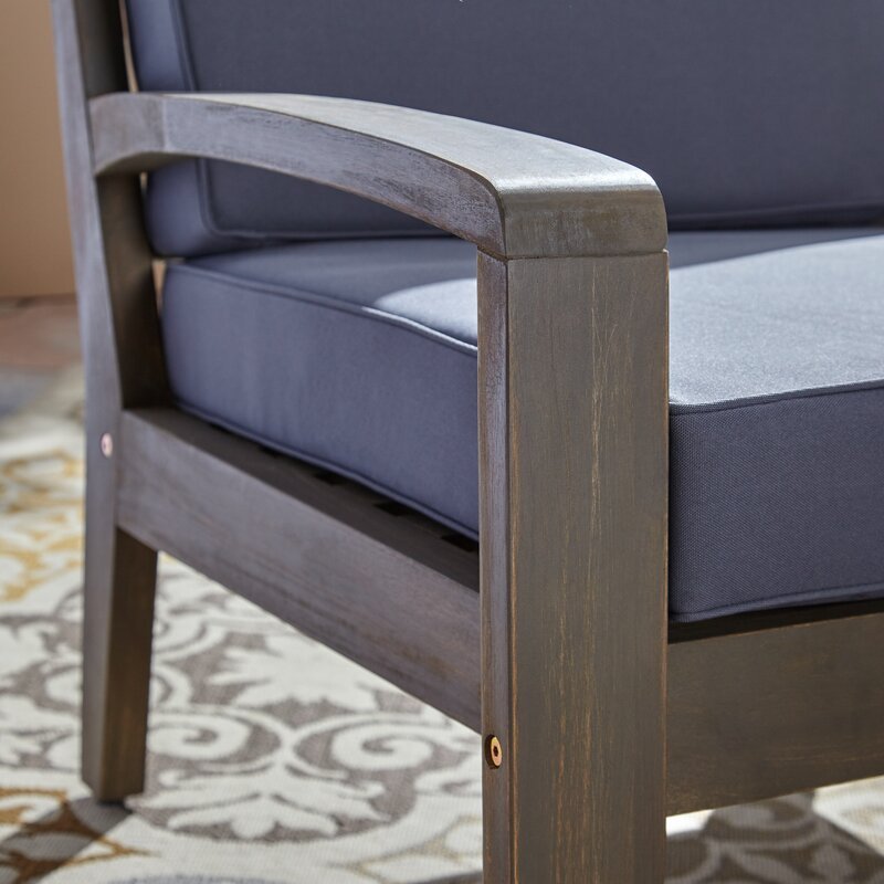Brown Teak / Dark Blue Seating