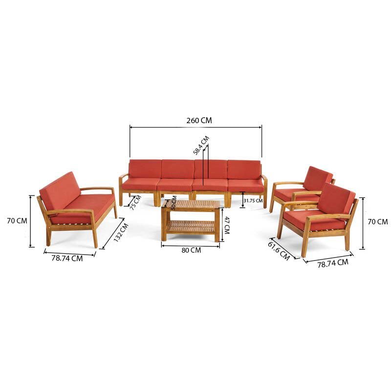 Sayan Outdoor Teak Wood Set / 8 People. - Walls Nation