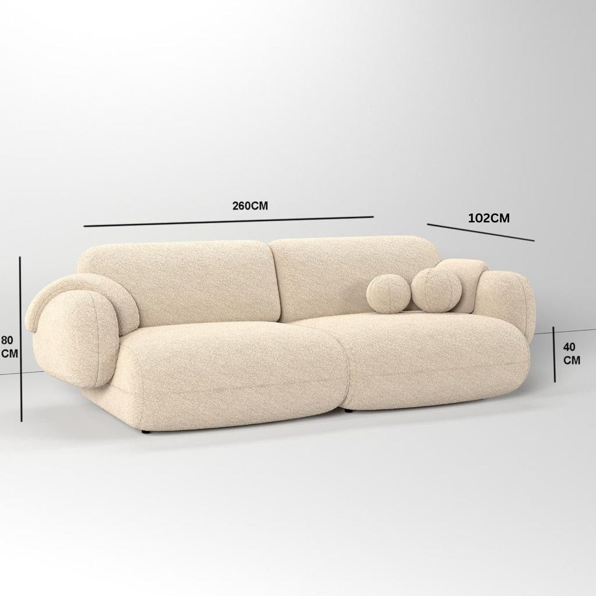 Seasons Sofa 2S / Premium Beige Boucle - Walls Nation