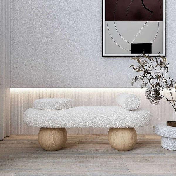Spherea Bench / White Boucle – premium Benches by Walls Nation UAE & Saudi Arabia