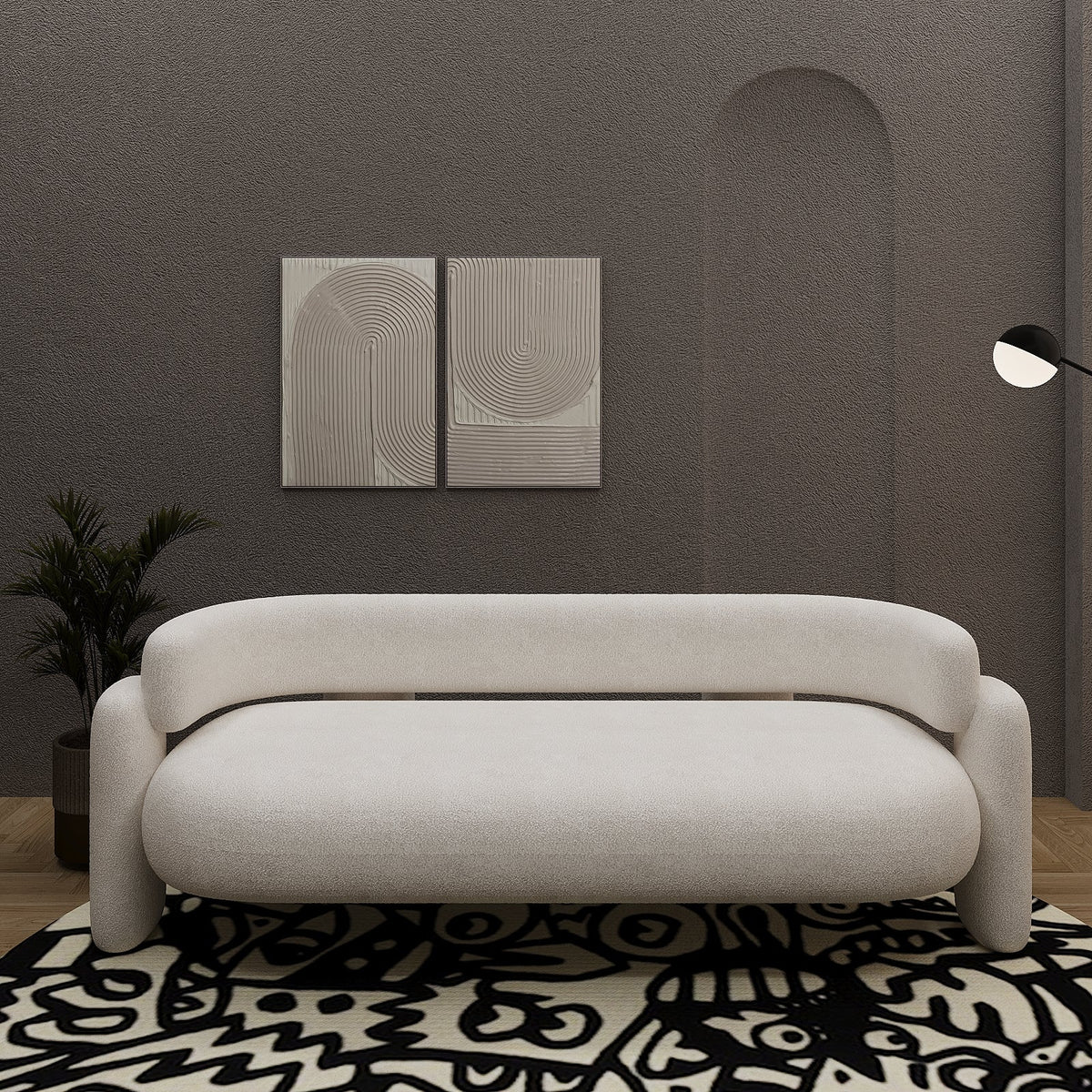 Vector Sofa 2S / White Boucle - Walls Nation