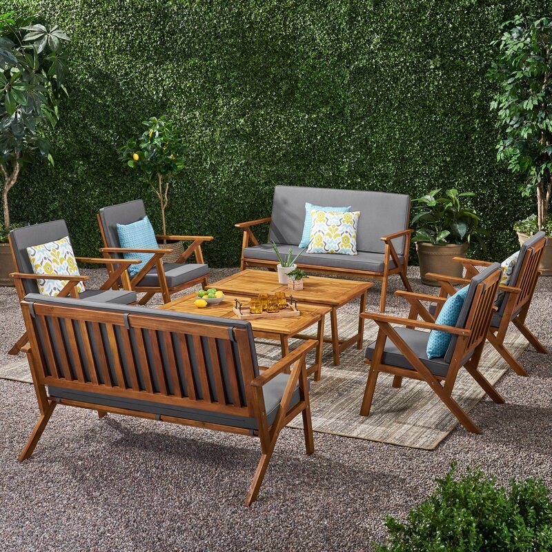 Wayan Outdoor Teak Wood Set / 8 People. - Walls Nation