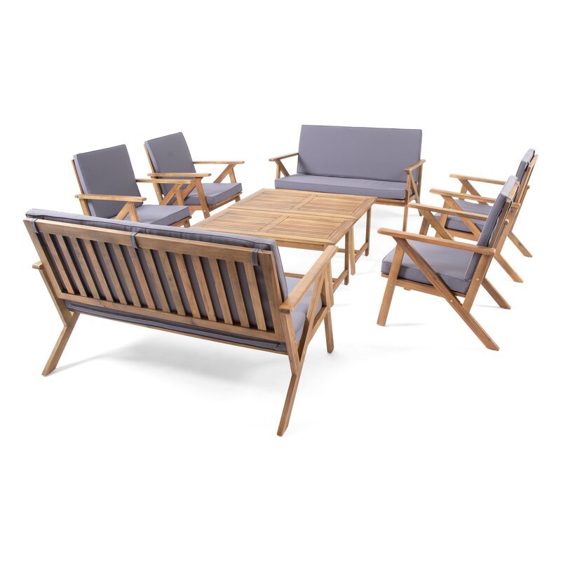 Wayan Outdoor Teak Wood Set / 8 People. - Walls Nation