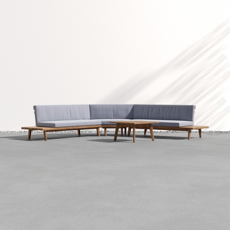 Natural Teak Wood / Grey Seating